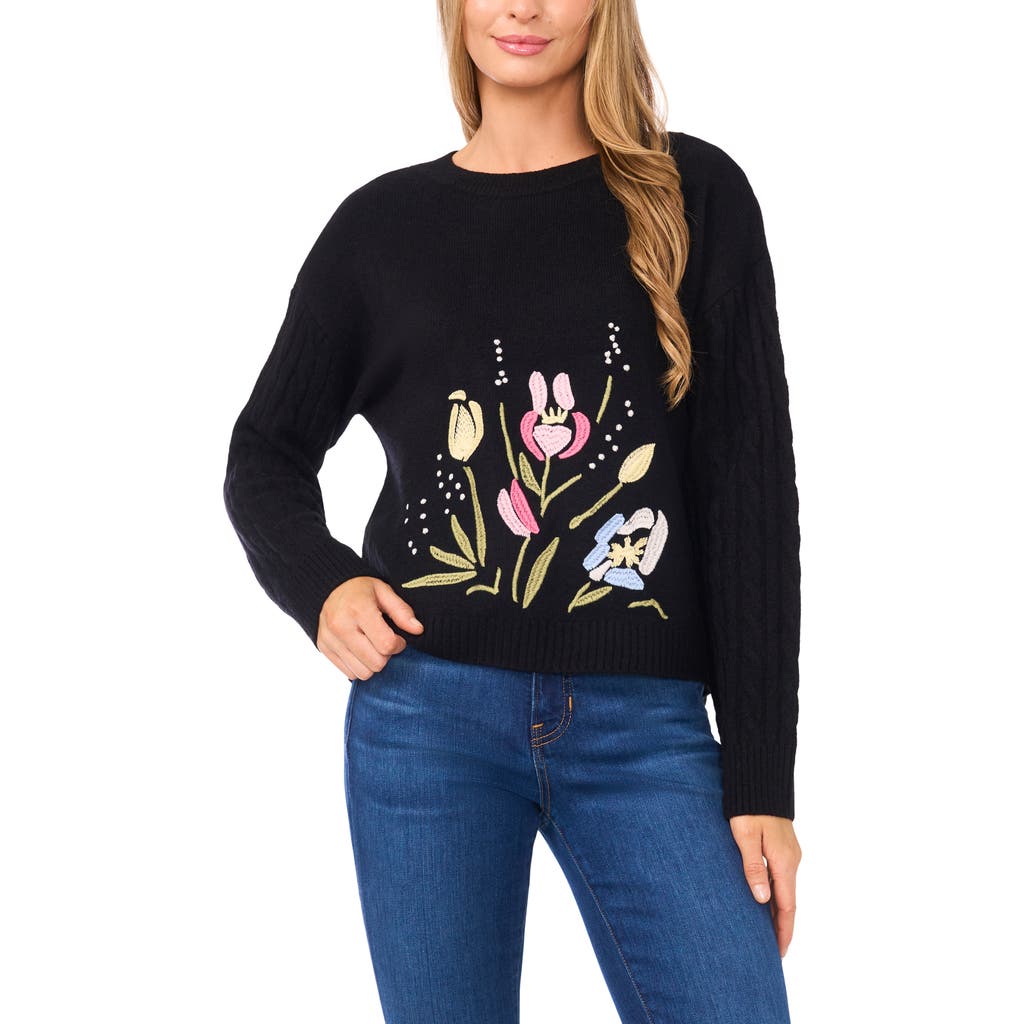 Ted Baker Floral Embroidery Sweater In Black