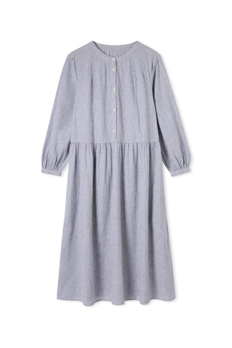 Button Front Midi Shirt Dress, Alternate, color, Blue Stripe