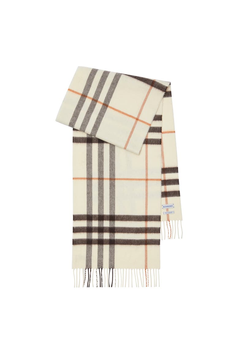 Check Cashmere Scarf, Main, color, Pebble white