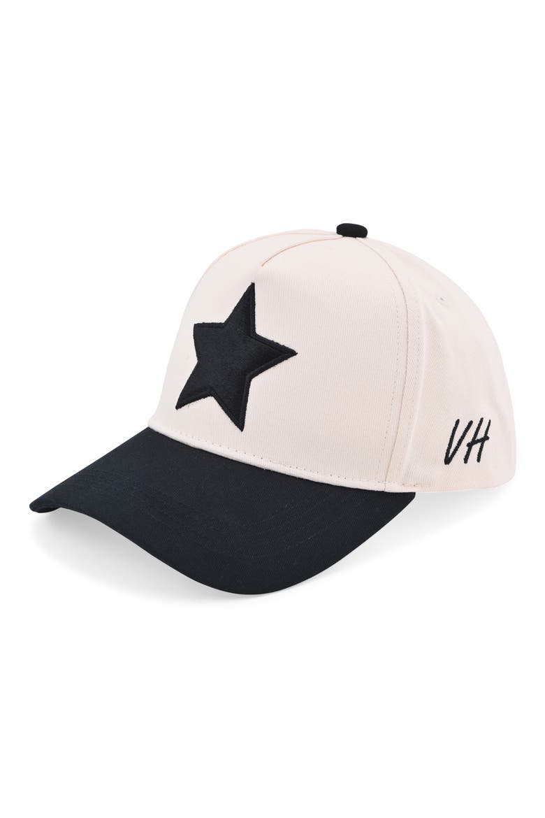 Embroidered Star Patch Baseball Cap, Alternate, color, BONE/ BLACK
