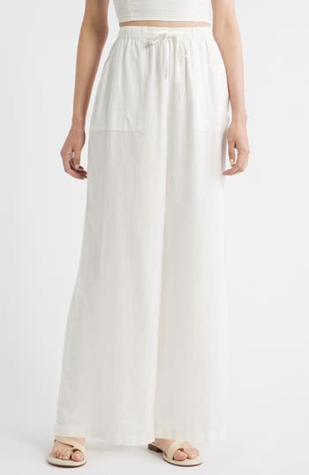 Treasure & Bond Linen Blend Pull-on Pants In White