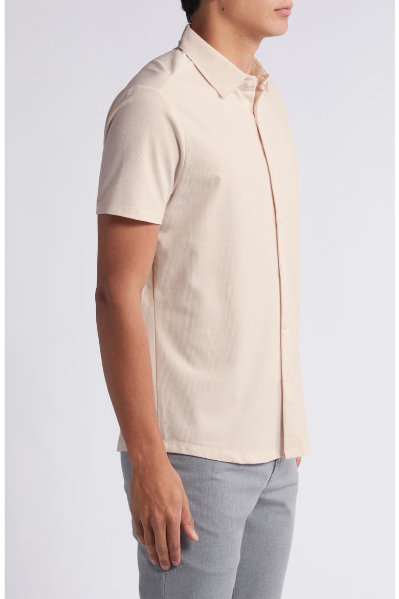 Keyes Slim Fit Short Sleeve Knit Button-Up Shirt, Alternate, color, PINK FOG