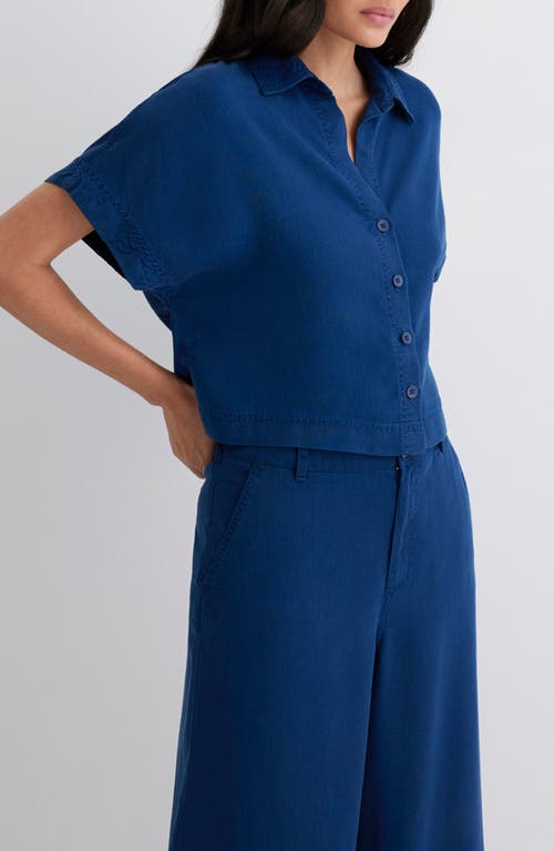 Mavi Jeans Boxy Short Sleeve Button-up Shirt In Blue