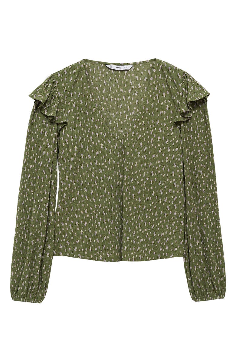 MANGO Ruffle Top, Alternate, color, Green