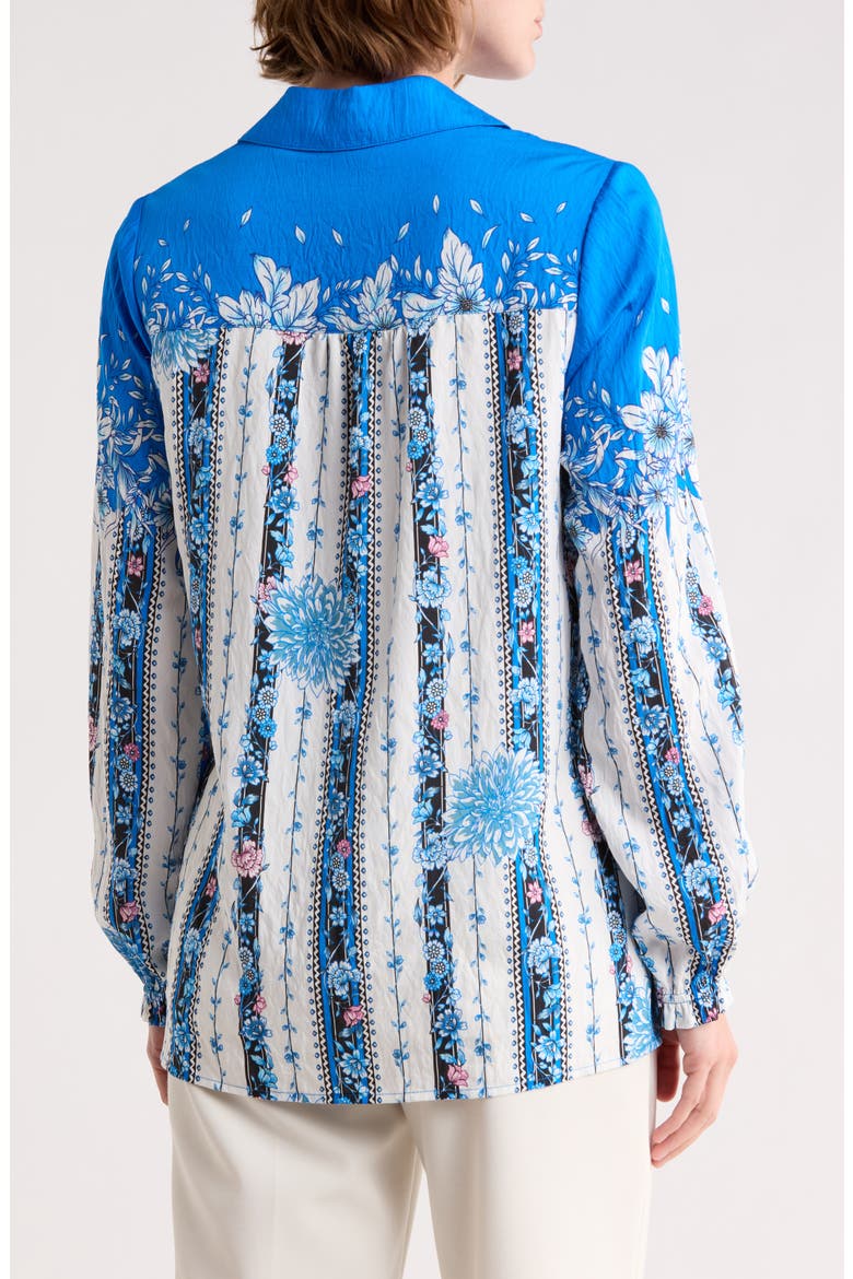 Floral Button-Up Shirt, Alternate, color, SKY FOREST