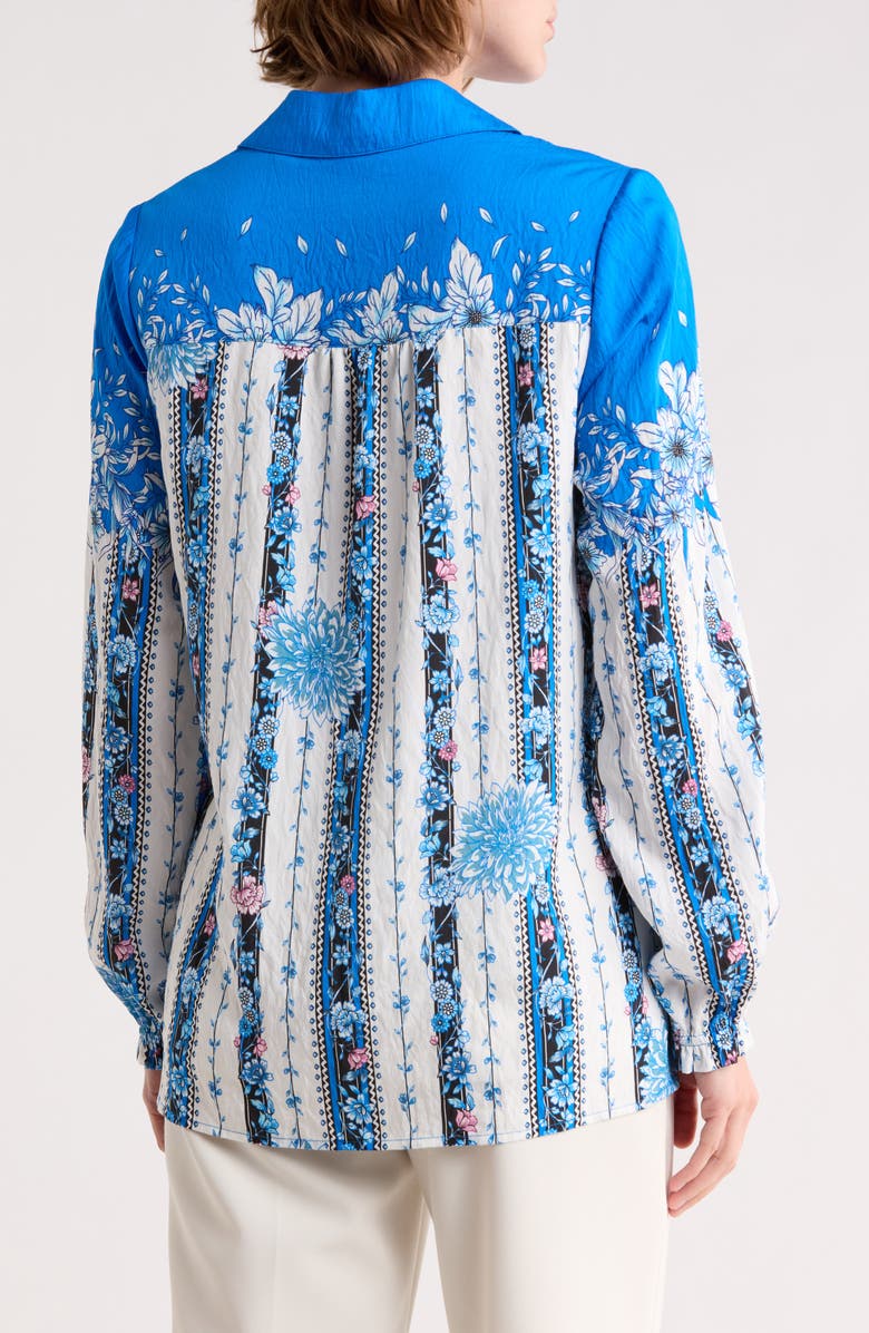 T Tahari Floral Button-Up Shirt, Alternate, color, Sky Forest