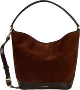 SANDRO Suede and leather bag TANGOSO