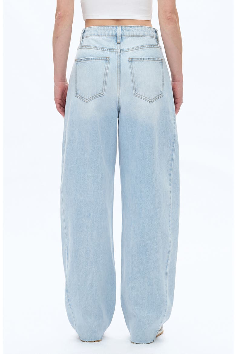 Raw Hem Super High Waist Barrel Jeans, Alternate, color, LIGHT BLUE