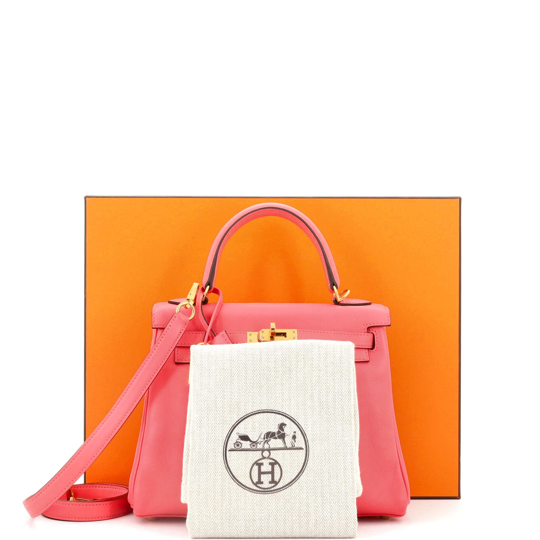 Pre-Owned Hermes Kelly Handbag Pink Swift with Gold Hardware 25, Alternate, color, 