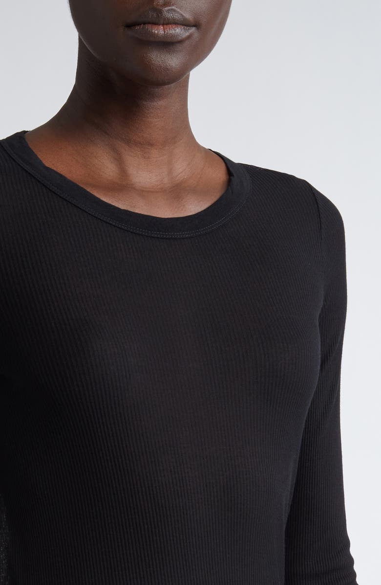 Rick Owens Rib Long Sleeve T-Shirt, Alternate, color, Black