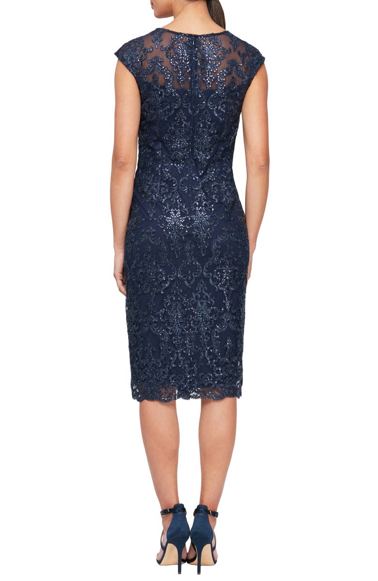 Alex Evenings Sequin Embroidery Cocktail Sheath Dress, Alternate, color,