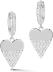SPHERA MILANO Cubic Zirconia Pavé Heart Drop Earrings