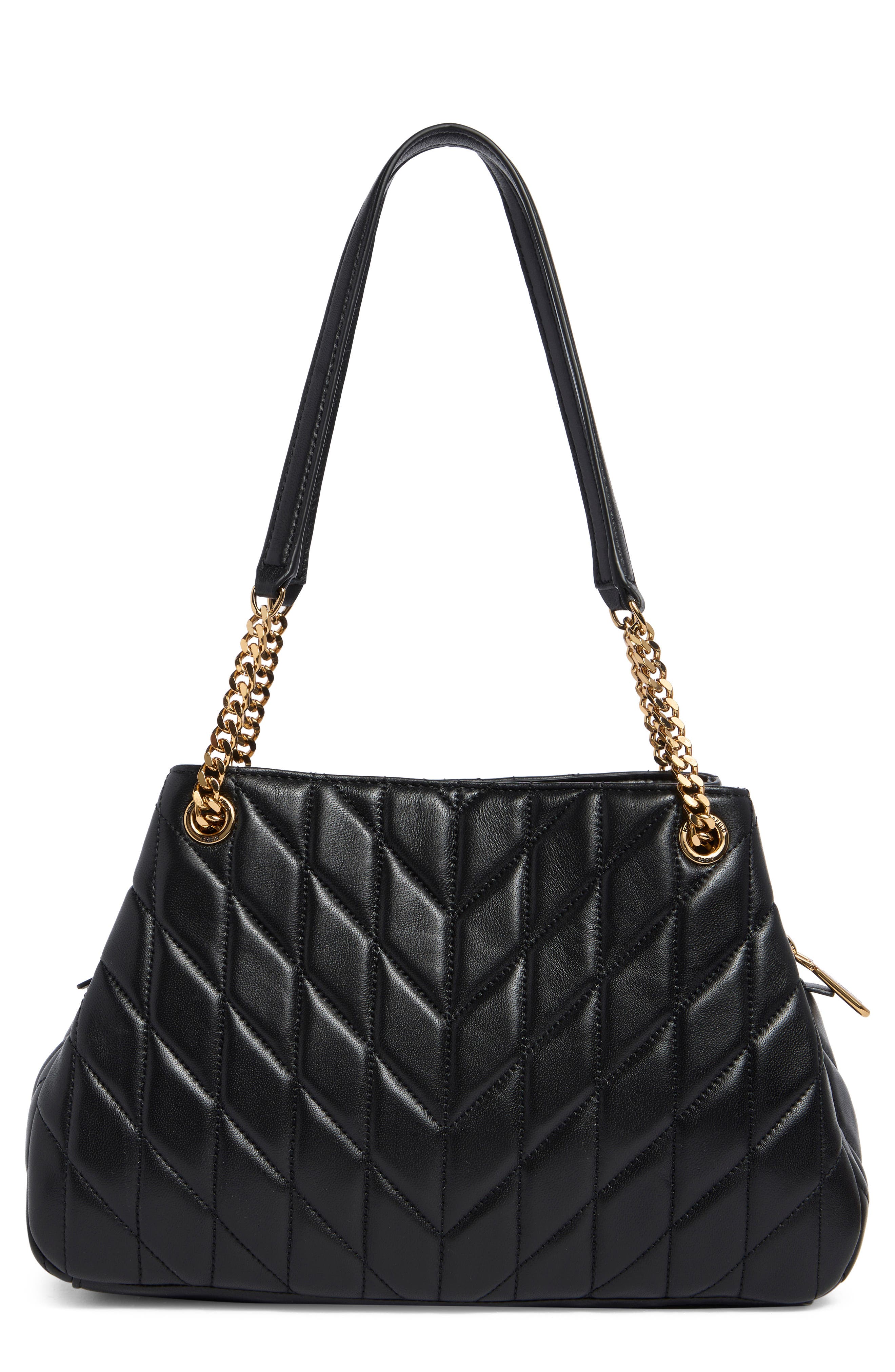 KARL LAGERFELD PARIS Lafayette Satchel Shoulder Bag, Alternate, color, Black/ Gold