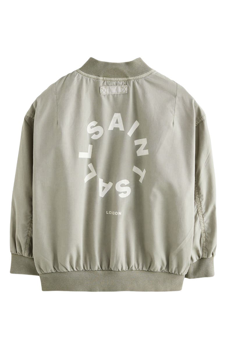 smALLSAINTS by ALLSAINTS Kids' Tierra Logo Bomber Jacket, Alternate, color, Green