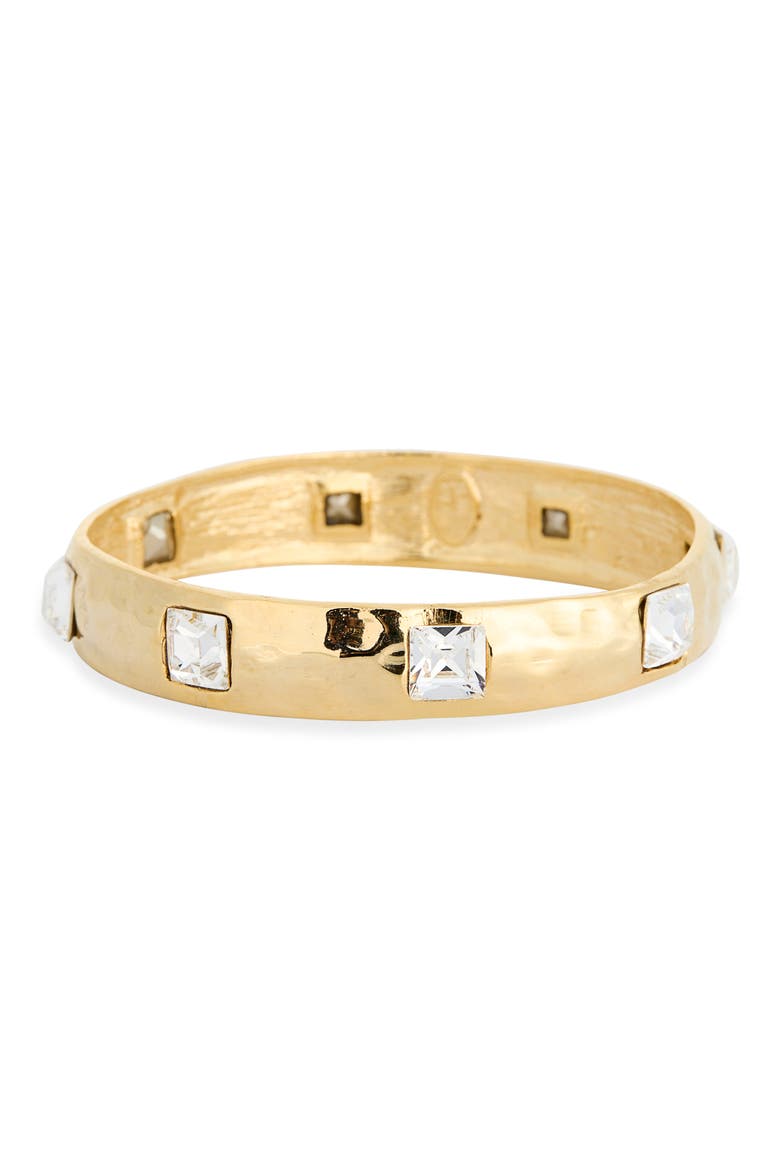 Hammered Crystal Bangle, Main, color, GOLD