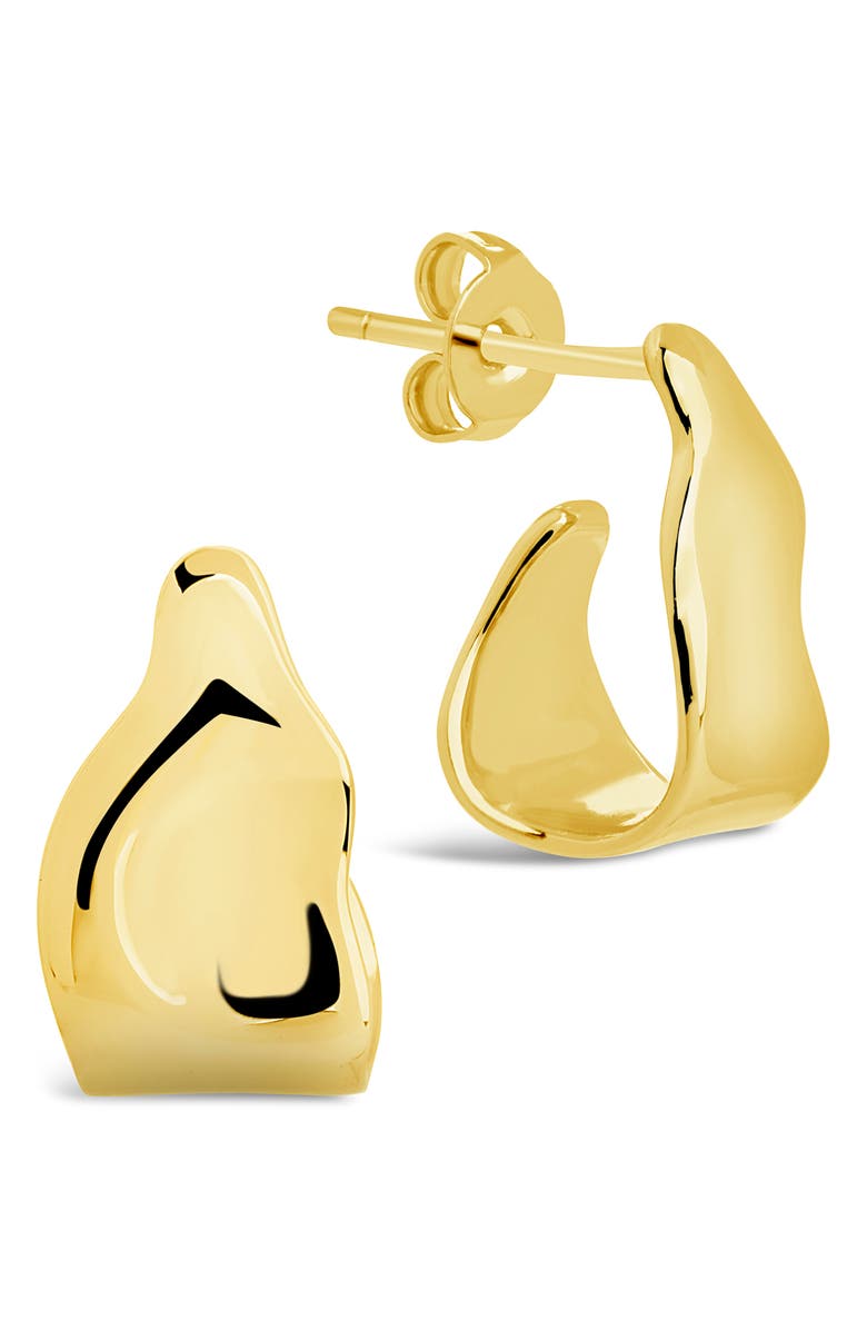 Sterling Forever Hammered Huggie Stud Earrings, Alternate, color, Gold