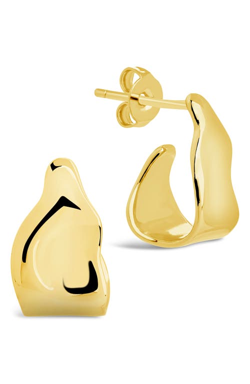 Sterling Forever Hammered Huggie Stud Earrings In Gold