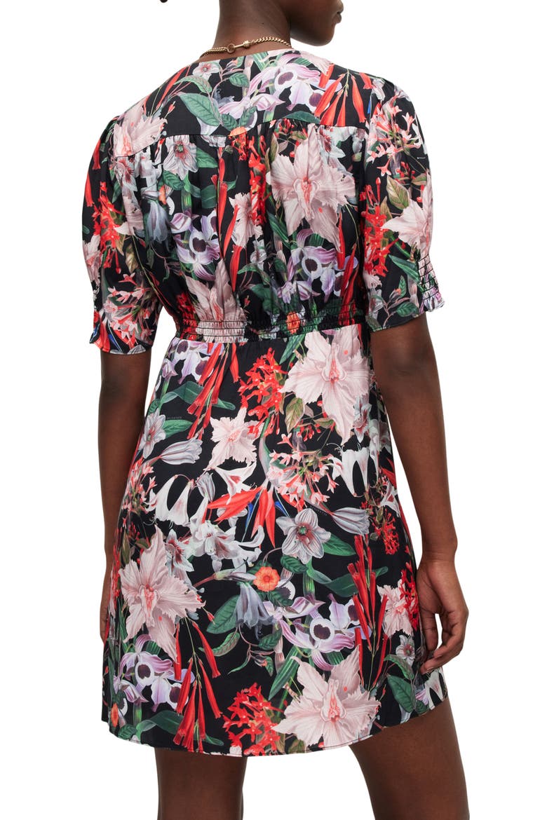 Demi Leondra Floral Satin Dress, Alternate, color, BLACK MULTI
