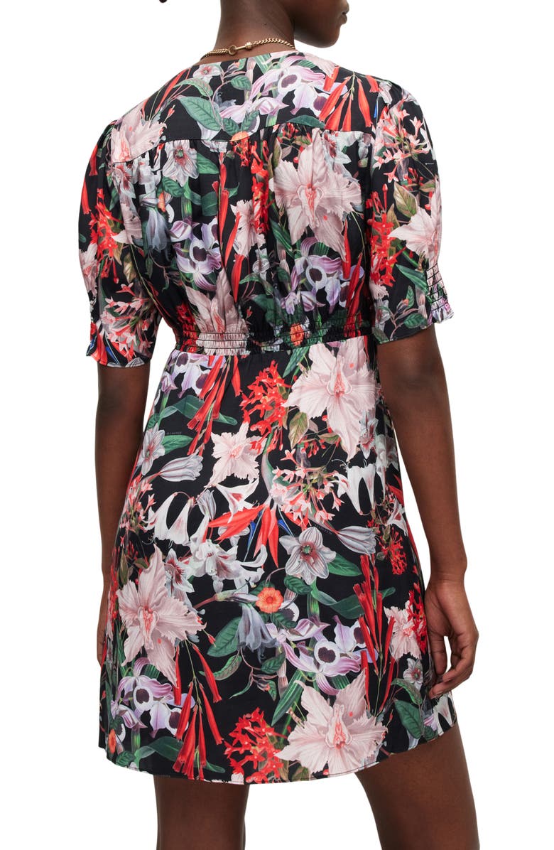 AllSaints Demi Leondra Floral Satin Dress, Alternate, color, 