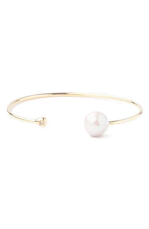 Diamond & Freshwater Pearl Cuff Bracelet