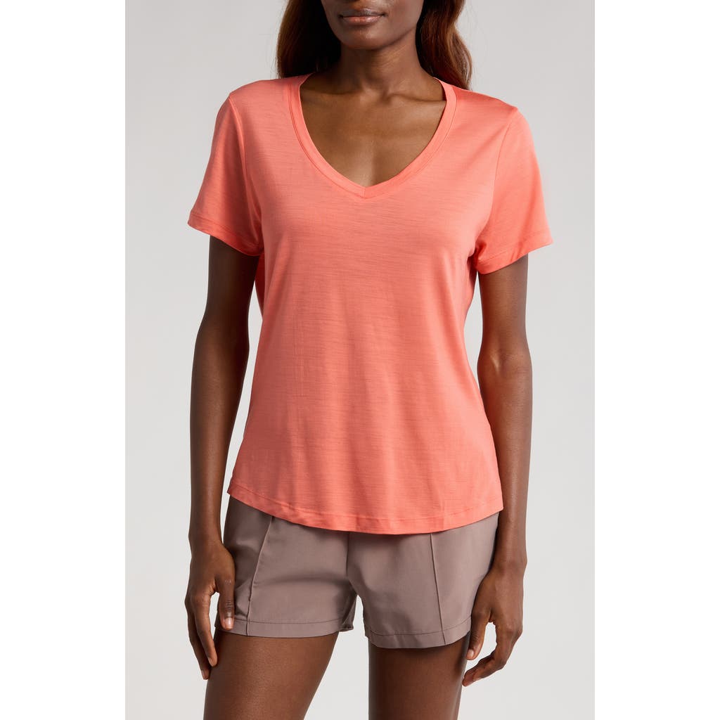 Smartwool Ultralite V-neck Short Sleeve T-shirt In Coral Reef