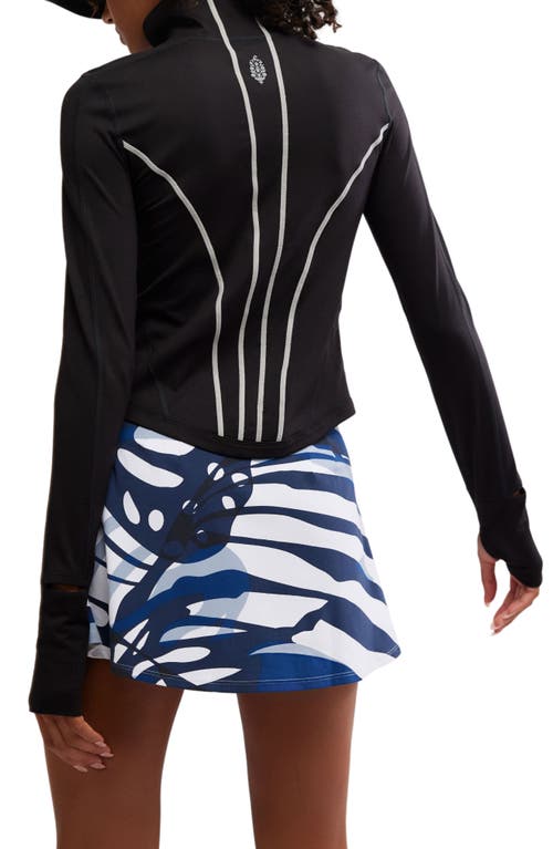 Free People You're A Peach Half Zip Jacket In Black