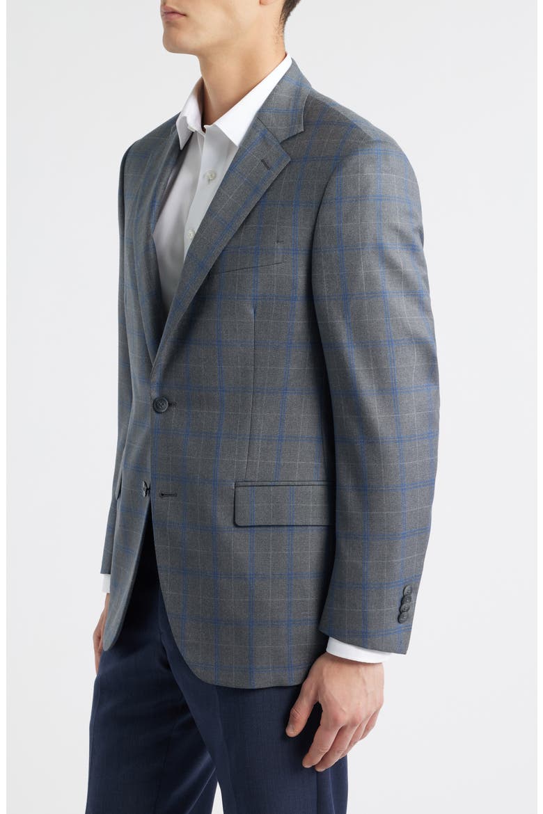 Flynn Classic Fit Grey Plaid Wool Sport Coat, Alternate, color, GREY