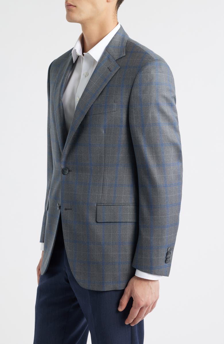 Peter Millar Flynn Classic Fit Grey Plaid Wool Sport Coat, Alternate, color, Grey