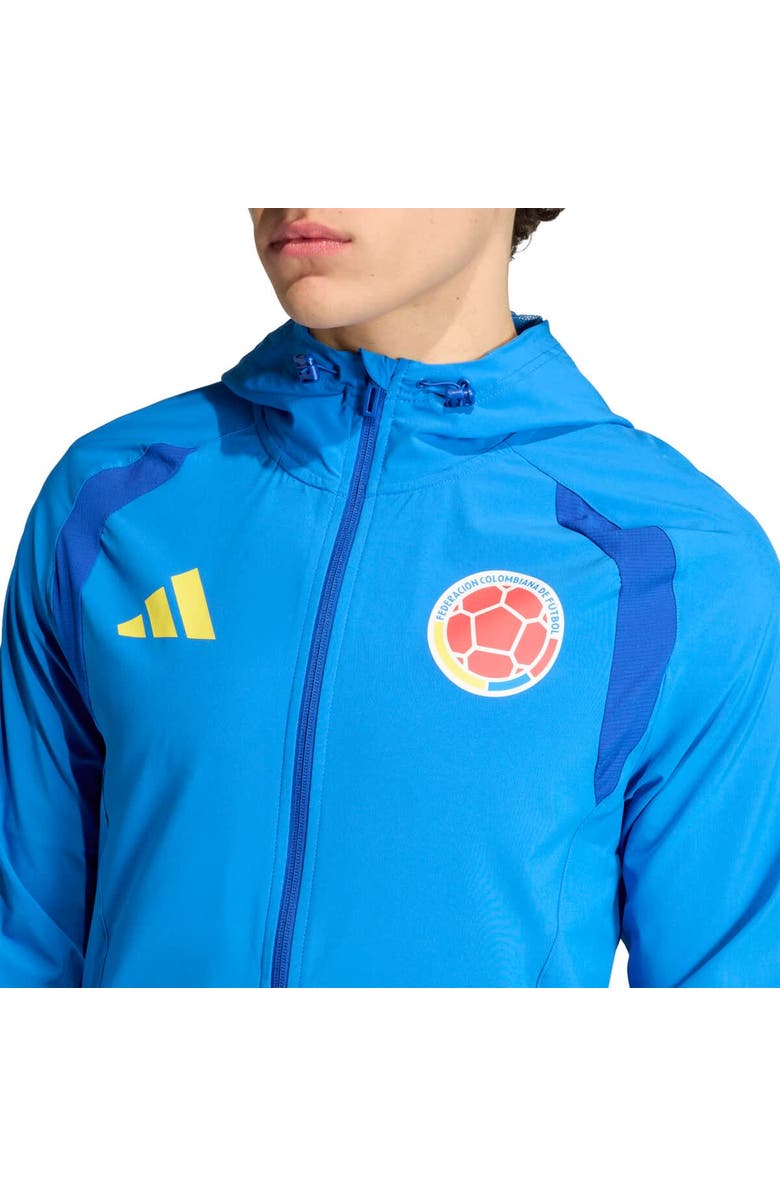 adidas Men's adidas  Blue Colombia National Team FIFA x World Cup 2026 Tiro Travel Raglan Full-Zip Windbreaker Hoodie, Alternate, color, Blue