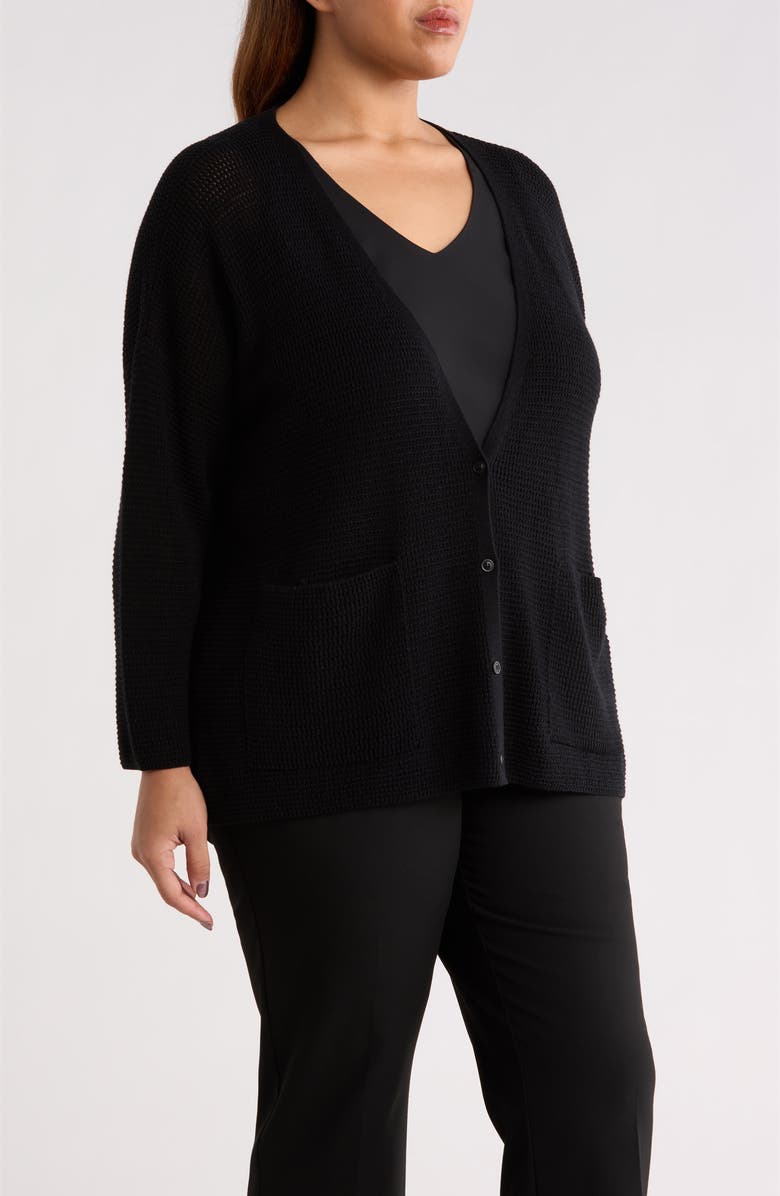Eileen Fisher V-Neck Cardigan, Alternate, color, Black