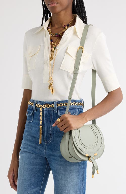 Chloé Small Marcie Leather Crossbody Bag In 38y Sea Grass