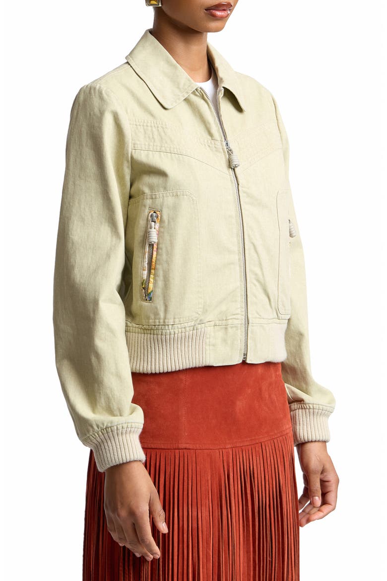 Cotton Zip Bomber Jacket, Alternate, color, CAMPSITE KHAKI