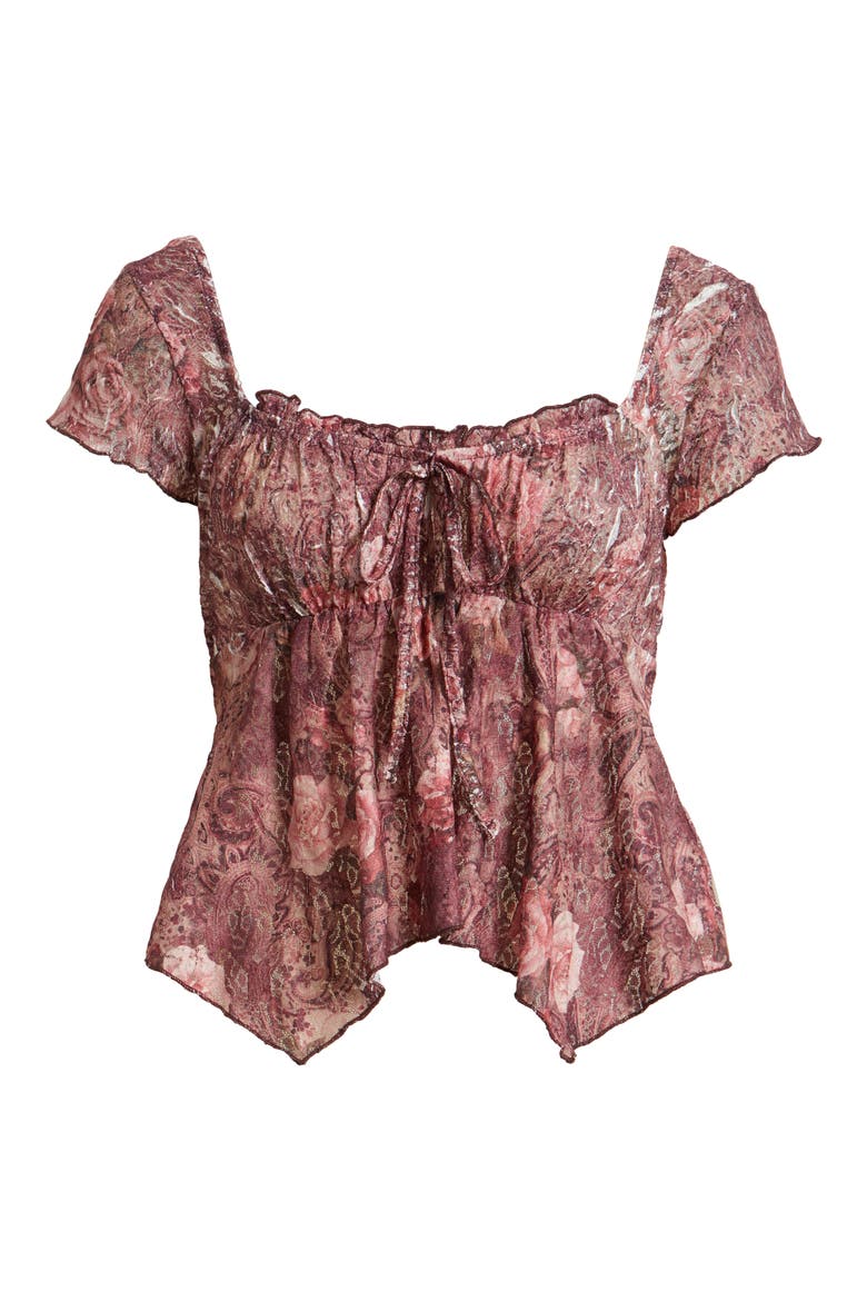 Piper Asymmetric Sheer Lace Top, Alternate, color, PAISLEY