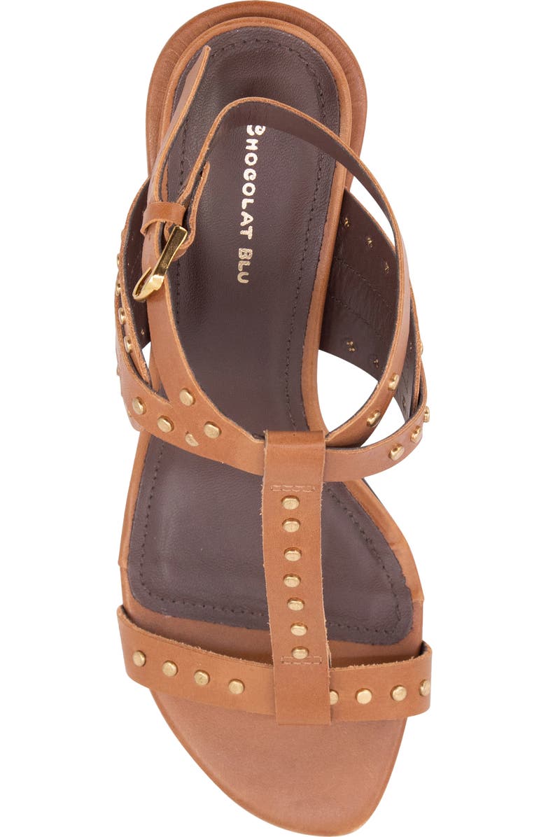 Chocolat Blu Edella Studded Ankle Strap Sandal, Alternate, color, Whiskey Leather