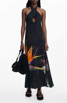 Desigual Halter Maxi Cover-Up Dress