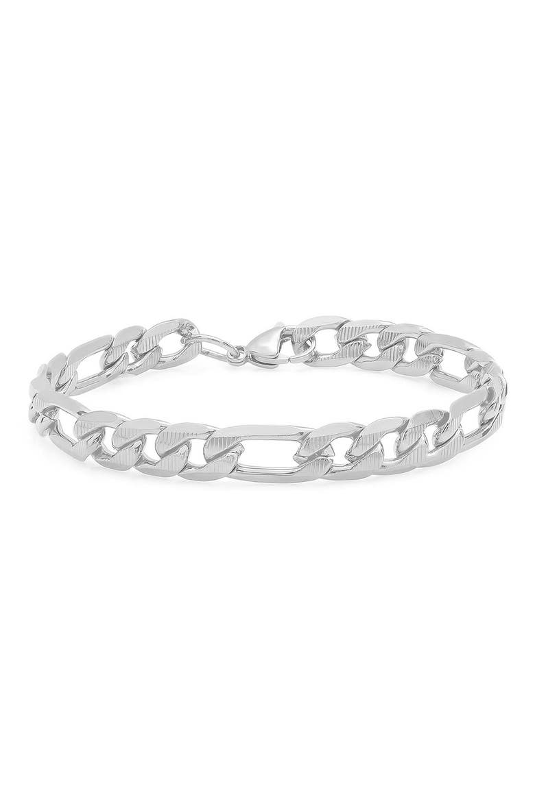 18K Gold Plated Stainless Steel Chain Link Bracelet, Main, color, SILVER