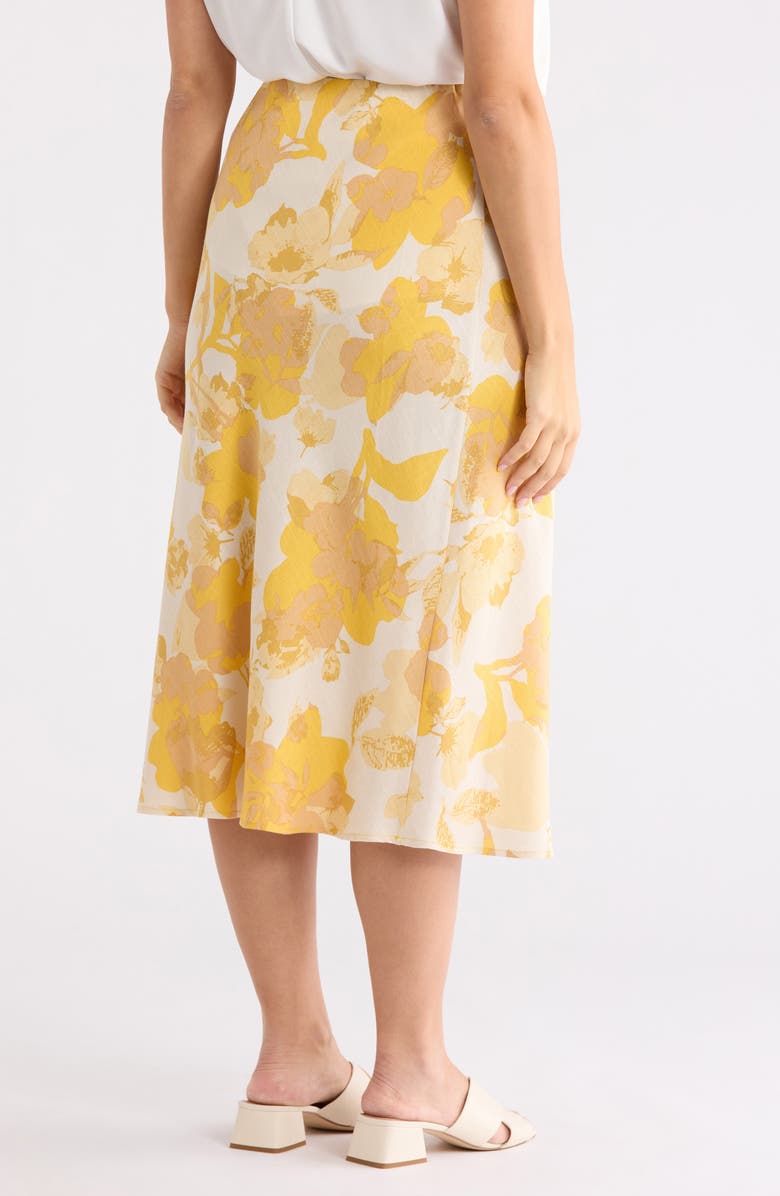 Renee C Floral Midi Skirt, Alternate, color, Yellow