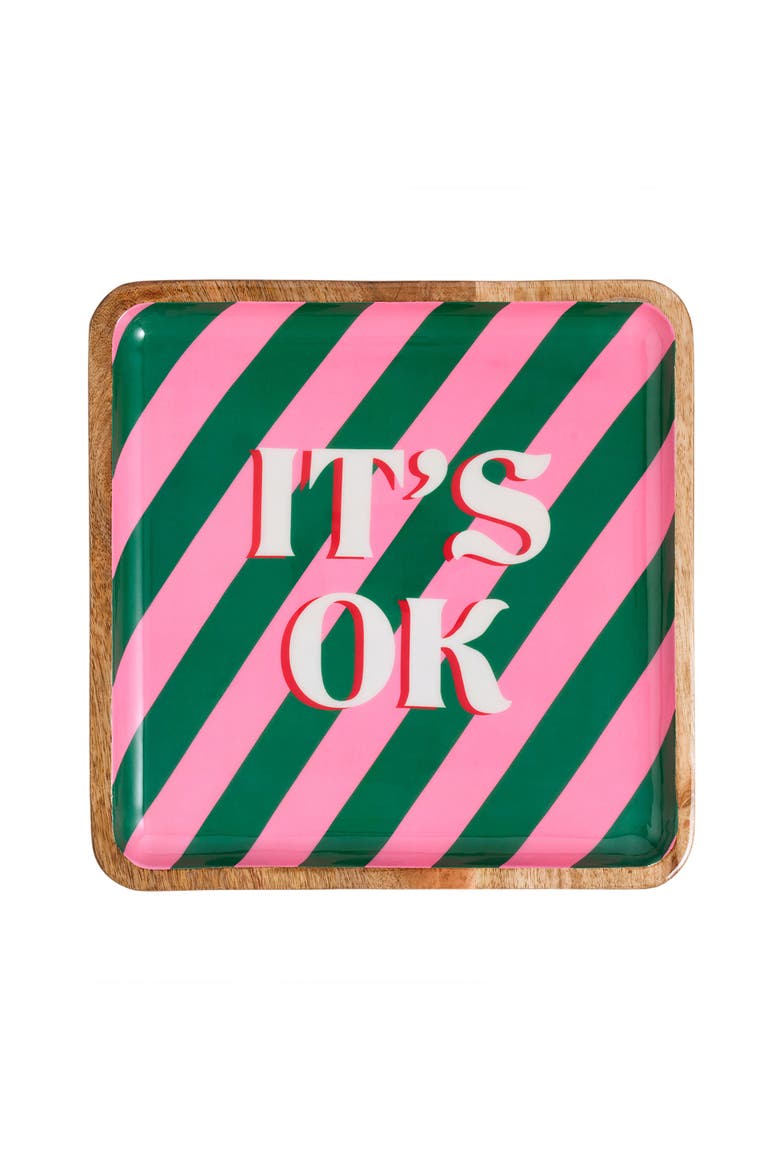 Lakri Mango Wood Tray 12X12 In, Main, color, Green