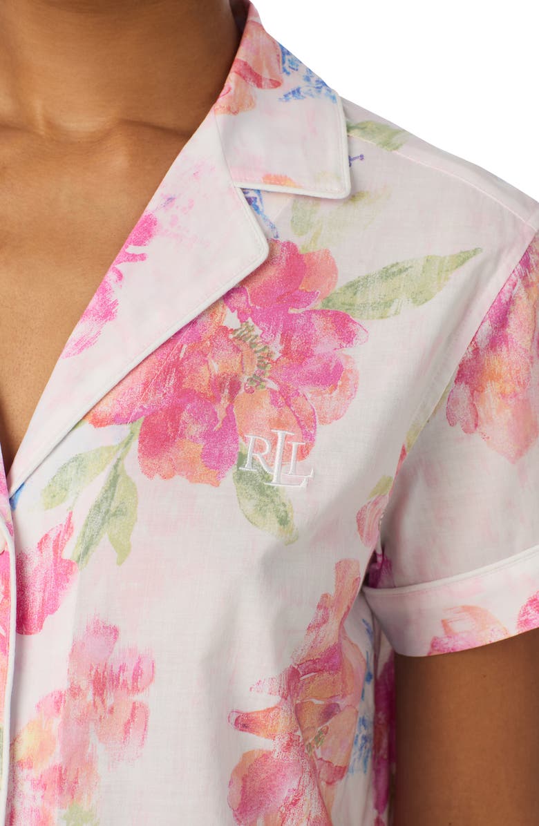 Lauren Ralph Lauren Cotton Blend Crop Pajamas, Alternate, color, Pink Floral