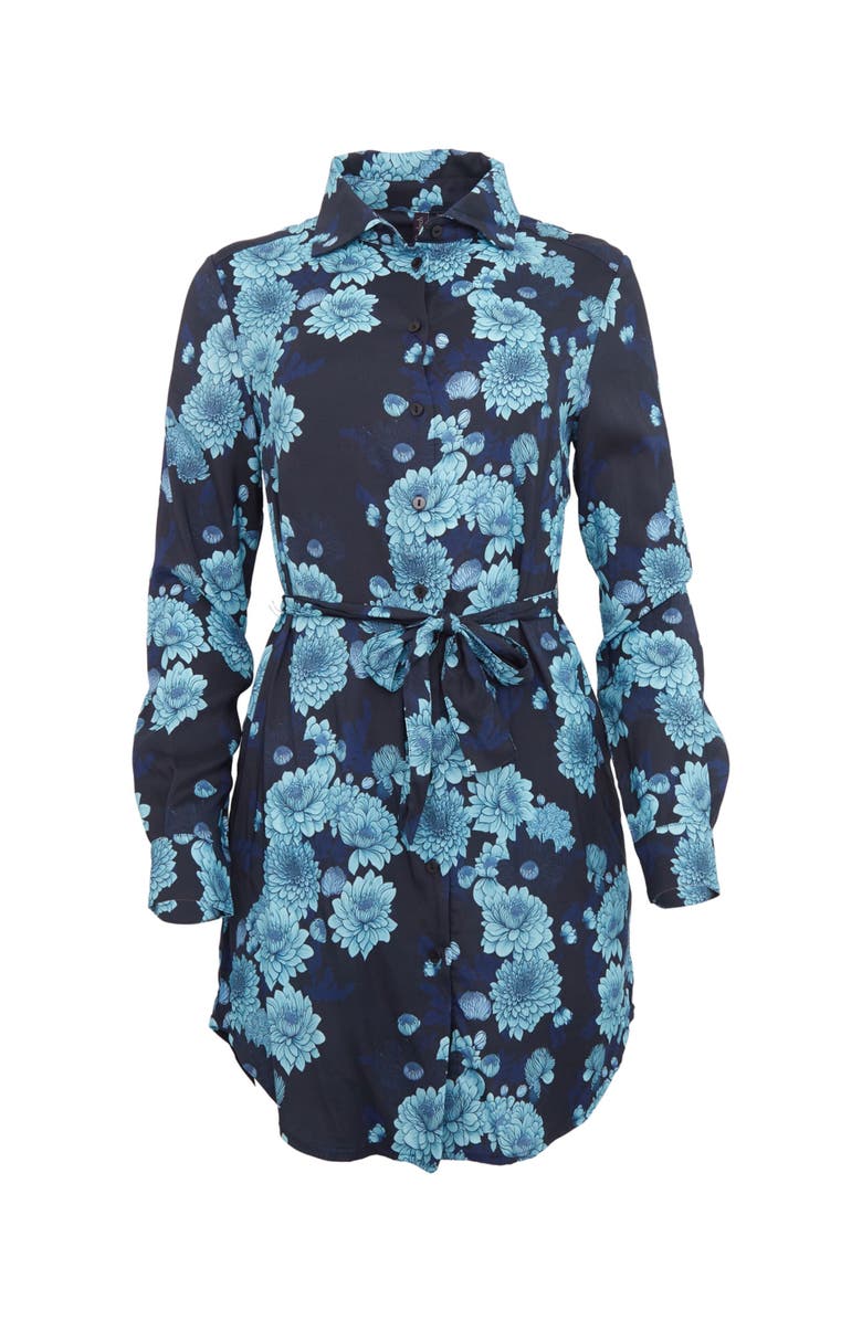 Lords of Harlech Dorethy Stretch Viscose Shirt Dress, Main, color, Serious Floral Navy