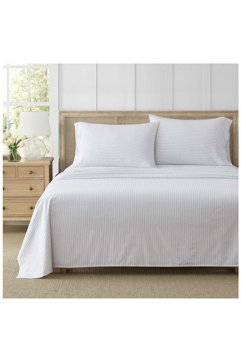 Chickadee Pines Cotton Flannel Sheet Set, Alternate, color, WHITE/ MIST BLUE