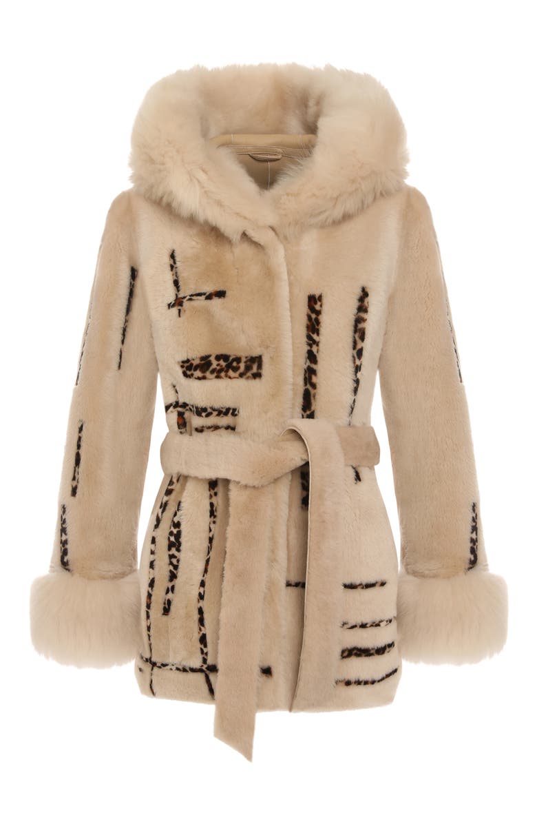 GORSKI Reversible Genuine Shearling Parka with cuffs, Alternate, color, Palomino/Lprd Intarsia