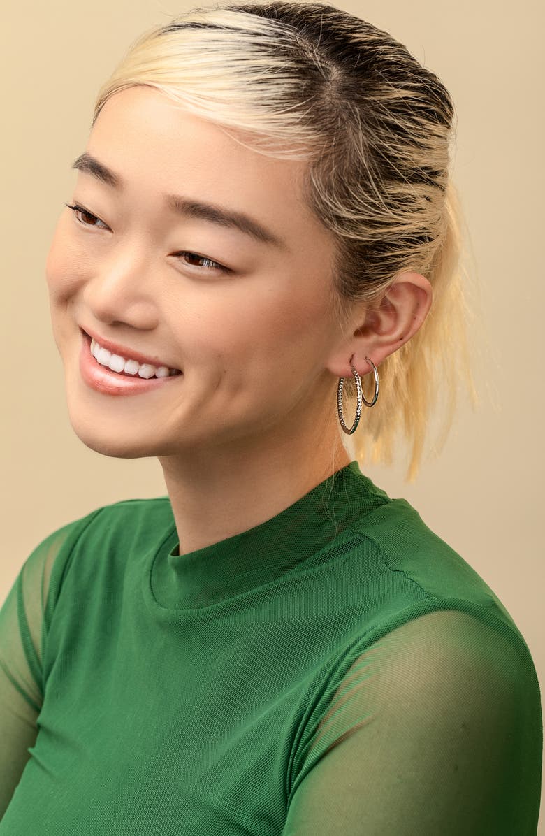 Bony Levy 14K Gold Textured Hoop Earrings, Alternate, color,