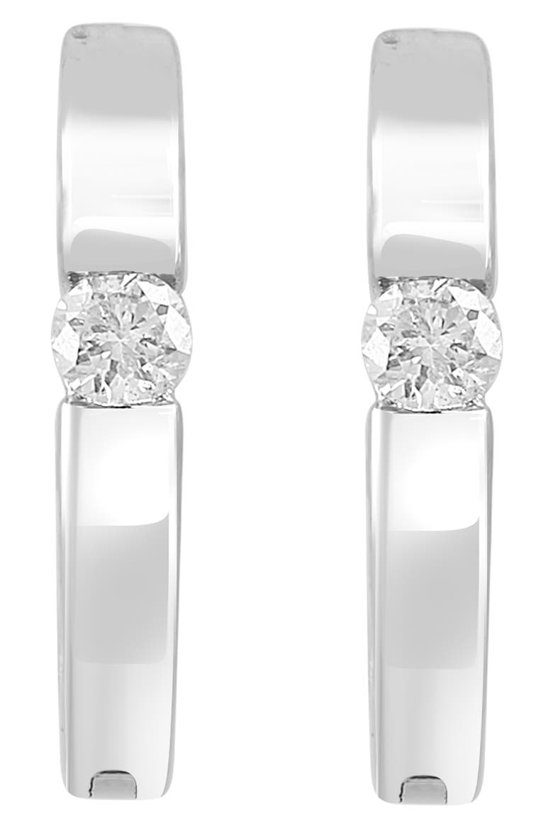 Sterling Silver & Diamond Hoop Earrings - 0.09ct, Alternate, color, SILVER