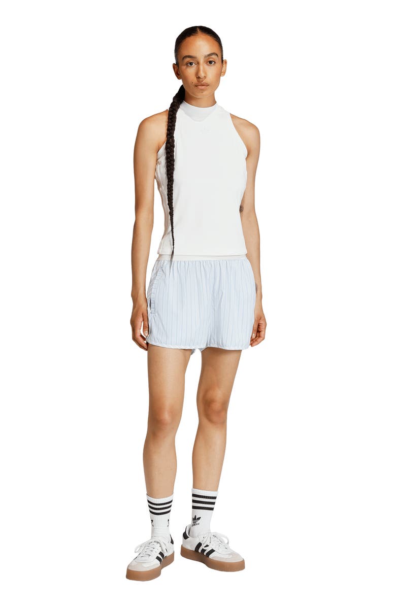 adidas Originals Stripe High Rise Poplin Short, Alternate, color, Crystal Sky/ Ambient Sky