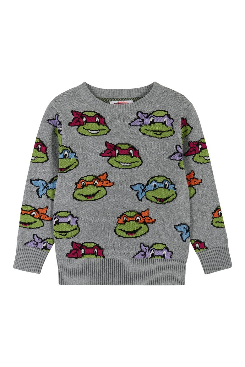 x Teenage Mutant Ninja Turtles® Jacquard Sweater, Main, color, GREY TURTLES