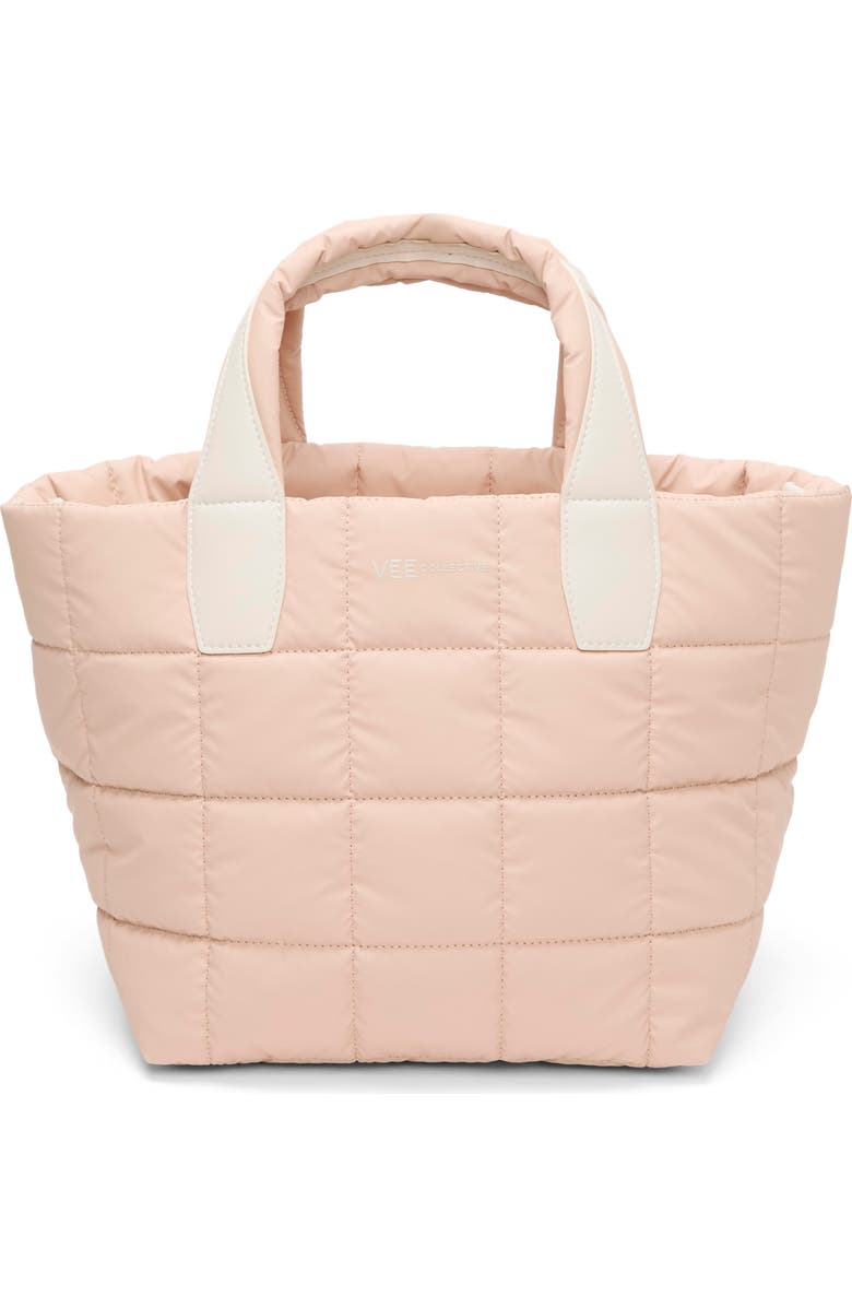 VeeCollective Small Porter Quilted Recycled Nylon Tote, Main, color, Cameo Rose Pnk
