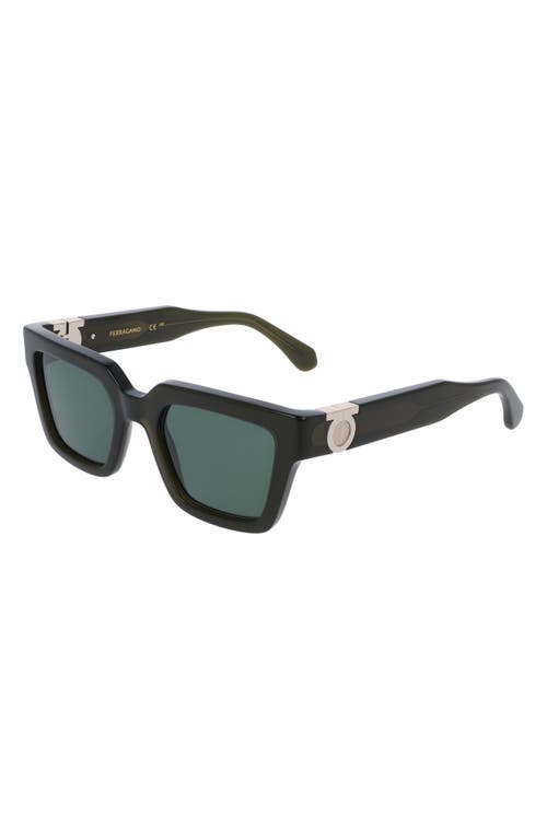 Ferragamo 52mm Square Sunglasses In Transparent Dark Green