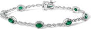 Haus of Brilliance 10K White Gold Oval Green Emerald & Diamond Alternating Link Bracelet