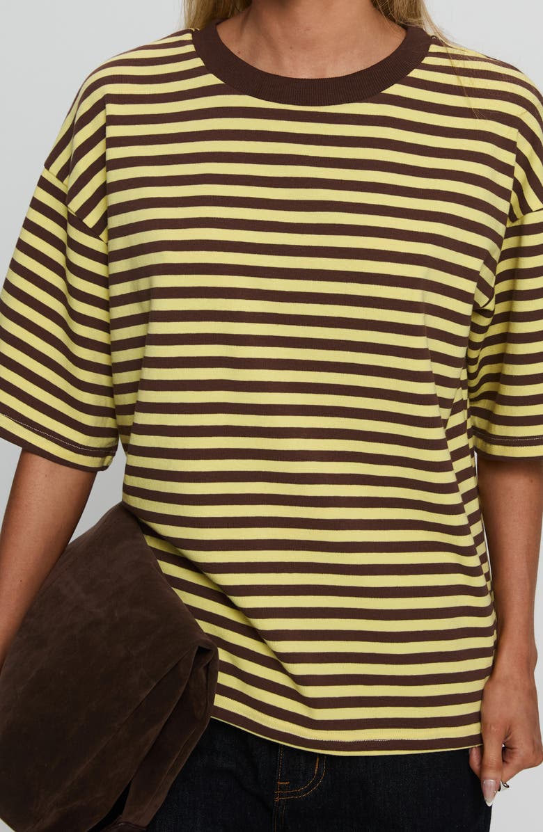 Princess Polly Settle Down Stripe Oversize T-Shirt, Alternate, color, Yellow